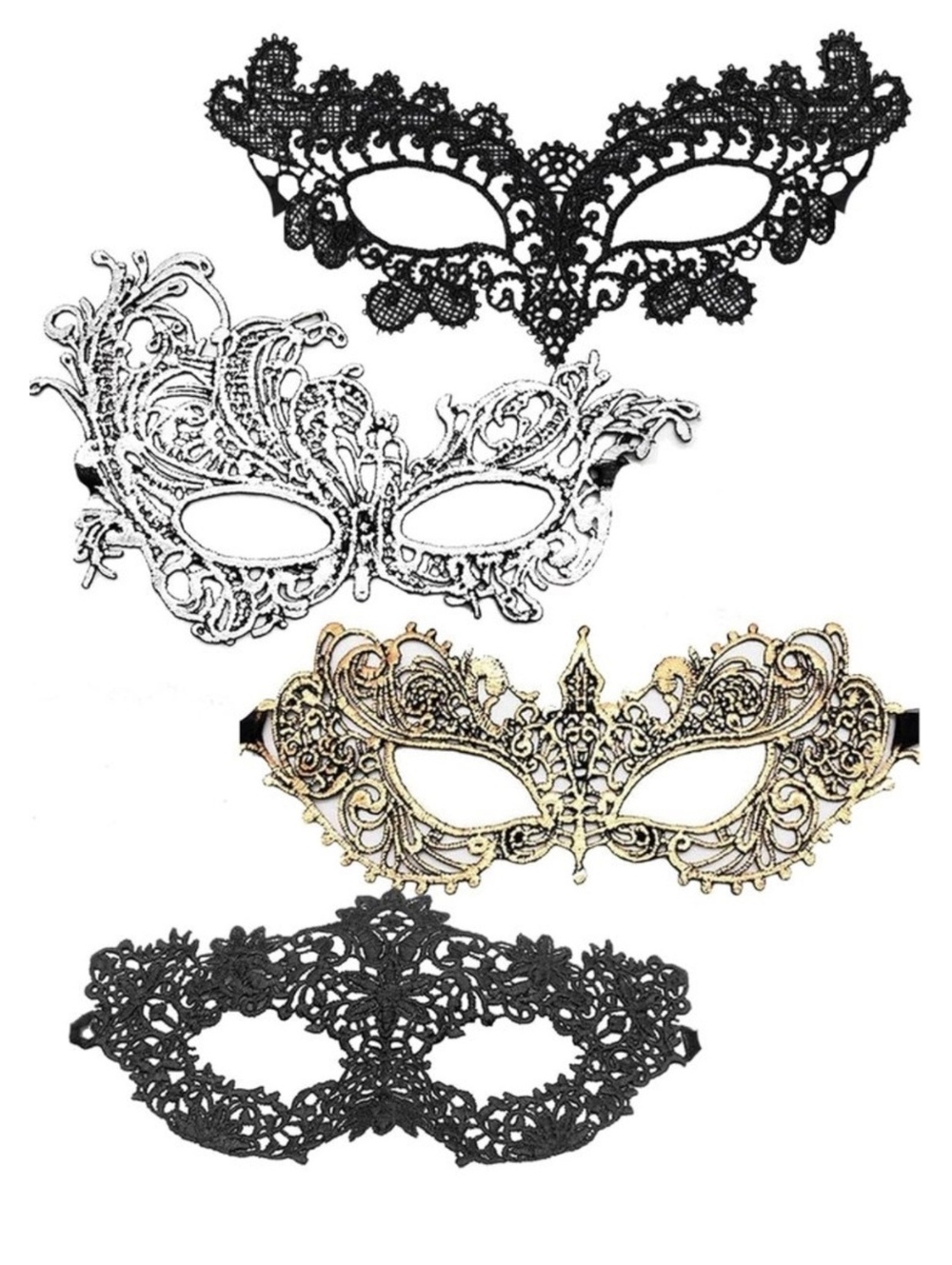 4 Pack Black Gold Lace Masks Masquerade Masks for Women Couples